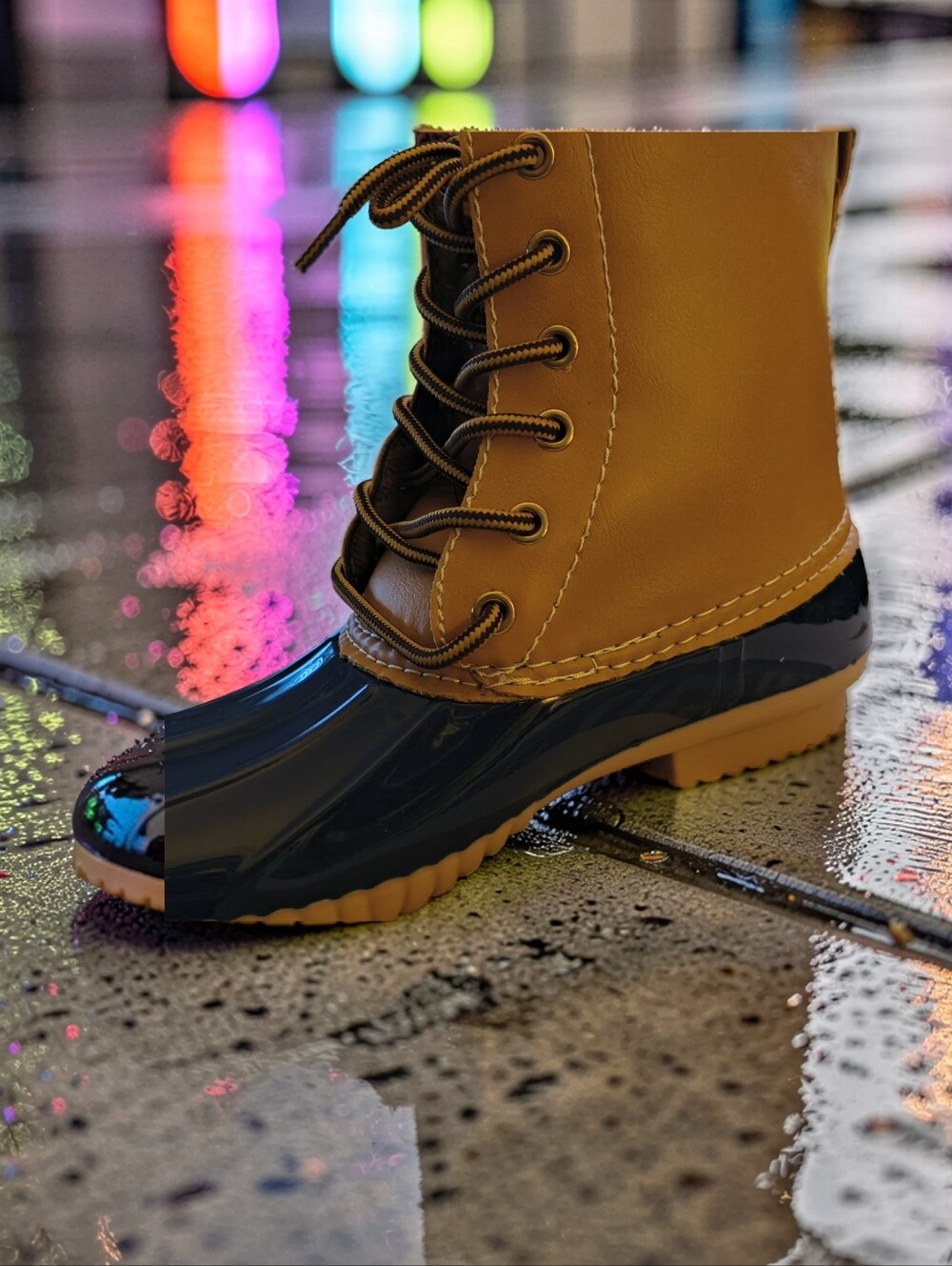 Women's  Navy & Tan Waterproof Duck Boot
